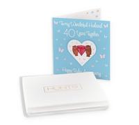 Hunts England - Boxed Husband 40th Anniversary Card - 40 Years - Ruby Anniversary - Romantic Meadows - 40th Anniversary Card For Husband - Card In Keepsake Box