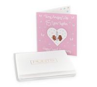 Hunts England - Boxed Wife 15th Anniversary Card - 15 Years - Crystal Anniversary - Romantic Meadows - Fifteenth Anniversary Card For Wife - Card In Keepsake Box
