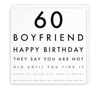 Hunts England - Boyfriend 60th Funny Birthday Card - 60 Boyfriend - Happy Birthday - Fun Rude Birthday Card - Letters Collection