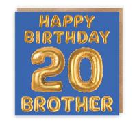 Hunts England - Brother 20th Birthday Card - Happy Birthday - 20 - Brother - Balloon Collection - Fun Card