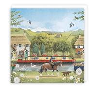 Hunts England - Canal Narrowboat Blank Card - Horse Riding - Countryside - Milo's Gallery - Any Occasion Card - Father's Day - Mother's Day - Retirement - Good Luck - Anniversary - Get Well Soon