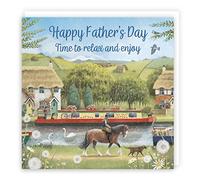 Hunts England - Canal Narrowboat Father's Day Card - Horse Riding - Countryside - Milo's Gallery Collection - Happy Father's Day Card - Father's Day Card For Dad/Grandad/Grandpa