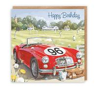 Hunts England - Classic Sports Car 96th Birthday Card For Him - 96 - Age 96 Male Artistic Birthday Card - Milo's Gallery Collection - Cricket Match