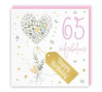 Hunts England - Contemporary Hearts Pretty 65th Birthday Card - Gold Foil - Milo's Gallery - Age 65 Female Fabulous Birthday Card - For 65 Year Old - Age Sixty Five - For Her