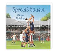 Hunts England - Cousin Rugby Fun Birthday Card - Milo's Gallery - Sport Birthday Card For Cousin - Birthday Card For Rugby Fan Cousin - For Boys, Men, Kids, Adults