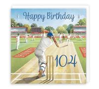 Hunts England - Cricket Fun 104th Birthday Card - Milo's Gallery - Age 104 Sport Birthday Card - Birthday Card For 104 Year Old Cricket Fan