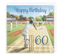 Hunts England - Cricket Fun 60th Birthday Card - Milo's Gallery - Age 60 Sport Birthday Card - For 60 Year Old Cricket Fan - Age Sixty