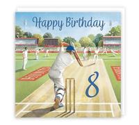 Hunts England - Cricket Fun 8th Birthday Card - Milo's Gallery - Age 8 Sport Birthday Card - For 8 Year Old Cricket Fan - Age Eight