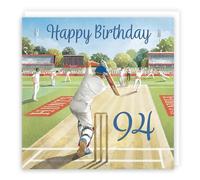 Hunts England - Cricket Fun 94th Birthday Card - Milo's Gallery - Age 94 Sport Birthday Card - For 94 Year Old Cricket Fan - Age Ninety Four