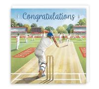 Hunts England - Cricket Fun Congratulations Card For Him - Milo's Gallery - Sport Congratulations Card - For Cricket Fans, Men - Well Done Card For Exams, Promotion, Driving Test, Graduation, etc.