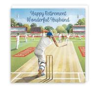 Hunts England - Cricket Fun Retirement Card For Husband - Milo's Gallery - Sport Husband Retirement Card - Retiring Card For Cricket Fan Husband