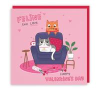 Hunts England - Cute Cat Valentines Day Card For Him - Her - Feline The Love - Happy Valentines Day - Cat Valentines Day Card - Iconic Collection