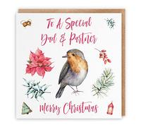 Hunts England - Dad And Partner Christmas Card - To A Special Dad & Partner - Merry Christmas - Festive Collection