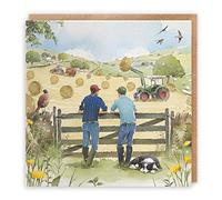 Hunts England - Farmers Haymaking Tractors Artistic Blank Any Occasion Card - 'Haymaking' - Milo's Gallery Collection - All Occasion Card For Men, Him, Family, Friends, etc.
