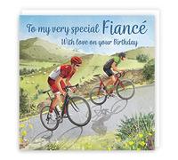 Hunts England - Fiancé Road Cycling Birthday Card - Hill Climb - Road Bikes - Milo's - Fun - Birthday Card For Fiancé - Men's - For Cyclist