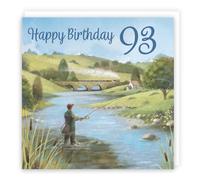 Hunts England - Fly Fishing Fun 93rd Birthday Card - Milo's Gallery - Age 93 Sport Birthday Card - For 93 Year Old Fly Fishing Fan - Age Ninety Three
