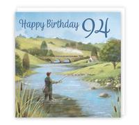 Hunts England - Fly Fishing Fun 94th Birthday Card - Milo's Gallery - Age 94 Sport Birthday Card - For 94 Year Old Fly Fishing Fan - Age Ninety Four
