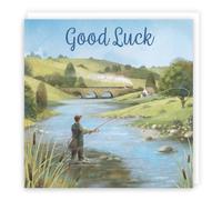 Hunts England - Fly Fishing Good Luck Card For Him - Milo's Gallery - Sport Card For Fishing Lovers, Men - Good Luck Card For Exams, Driving Test, New Job, Travelling, Moving, etc.