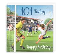 Hunts England - Football Fun 101st Birthday Card - Milo's Gallery - Age 101 Footy Birthday Card - Birthday Card For 101 Year Old Footie Fan