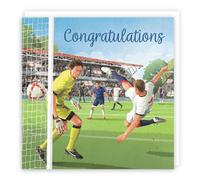 Hunts England - Football Fun Congratulations Card For Him - Milo's Gallery - Footy Congratulations Card - For Footie Fans, Men - Well Done Card For Exams, Promotion, Driving Test, Graduation, etc.