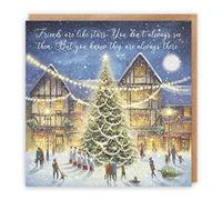 Hunts England - Friends Are Like Stars Christmas Card For Men Or Women - 'Christmas Eve' - Milo's Gallery Collection - Beautiful Friendship Verse On The Front For Friends - For Him/Her