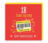Hunts England - Funny 18th Wedding Anniversary Card - Reduced To Clear - Humorous, Joke, Cheeky, Fun - 18th Porcelain, 18 Years - For Him, Her, Men, Women - Moments - 14.5 x 14.5 cm