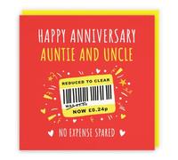 Hunts England - Funny Auntie And Uncle Wedding Anniversary Card - Reduced To Clear - Humorous, Joke, Cheeky, Fun - For Him, Her, Men, Women - Moments - 14.5 x 14.5 cm