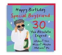 Hunts England - Funny Boyfriend 30th Birthday Card - Cool Dude - Fun, Cheeky, Trendy, Humorous - Thirty, Age 30 - Male, For Him, Men - Laugh Out Loud - 14.5 x 14.5 cm