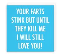 Hunts England - Funny Card For Birthday, Valentine's Day, Anniversary - Just To Say - Your Farts Stink But Until They Kill Me I Will Still Love You - Urban Colour Collection