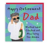 Hunts England - Funny Dad Retirement Card - Congratulations - Cool Dude - Fun, Cheeky, Trendy, Humorous - Male, For Him, Men - Laugh Out Loud - 14.5 x 14.5 cm