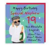 Hunts England - Funny Nephew 19th Birthday Card - Cool Dude - Fun, Cheeky, Trendy, Humorous - Nineteen, Age 19 - Male, For Him, Men - Laugh Out Loud - 14.5 x 14.5 cm