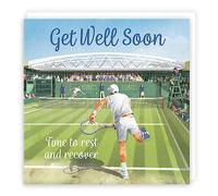Hunts England - Get Well Soon Tennis Card For Him - Milo's Gallery - Tennis Get Well/Recovery Card - For Tennis Lover, Player, Fan - For Men, Boys - Hope You Feel Better Soon Card