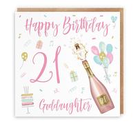 Hunts England - Goddaughter 21st Birthday Card - Happy Birthday - Goddaughter - 21 - Champagne Collection