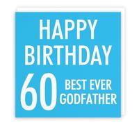 Hunts England - Godfather 60th Birthday Card - Happy Birthday - Best Ever Godfather - Urban Colour Collection - Fun Birthday Card