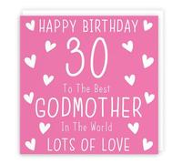 Hunts England - Godmother 30th Birthday Card - Happy Birthday - 30 - To The Best Godmother In The World - Lots Of Love - Iconic Collection
