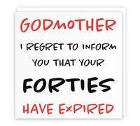 Hunts England - Godmother 50th Funny Birthday Card - Godmother - I Regret To Inform You That Your Forties Have Expired - Retro Collection