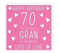 Hunts England - Gran 70th Birthday Card - Happy Birthday - 70 - To The Best Gran In The World - Lots Of Love - Iconic Collection