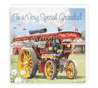 Hunts England - Grandad Traction Engine Birthday Card - Steam Tractor - Milo's Gallery Collection - Birthday Card For Grandad - From Grandson/Granddaughter