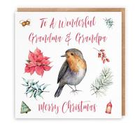 Hunts England - Grandma And Grandpa Christmas Card - To A Wonderful Grandma & Grandpa - Merry Christmas - Festive Collection
