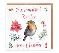 Hunts England - Grandpa Christmas Card - To A Wonderful Grandpa - Merry Christmas - Festive Collection