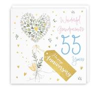 Hunts England - Grandparents 55th Anniversary Card - 55 Years - Contemporary Hearts - Gold Foil - 55th Wedding Anniversary Card For Grandparents - Milo's Gallery