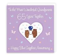 Hunts England - Grandparents 65th Anniversary Card - 65 Years - Blue Sapphire Anniversary - Romantic Meadows - Fun Card - 65th Anniversary Card For Grandparents
