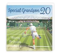 Hunts England - Grandson 20th Tennis Birthday Card - Age 20 - Milo's Gallery Collection - Age Twenty Tennis Birthday Card - 20th Birthday Card For Grandson - 20 Year Old Birthday - Fun Card