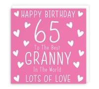 Hunts England - Granny 65th Birthday Card - Happy Birthday - 65 - To The Best Granny In The World - Lots Of Love - Iconic Collection