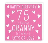 Hunts England - Granny 75th Birthday Card - Happy Birthday - 75 - To The Best Granny In The World - Lots Of Love - Iconic Collection