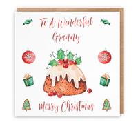 Hunts England - Granny Christmas Card - To A Wonderful Granny - Christmas Pudding Collection