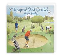 Hunts England - Great Grandad Golfing Birthday Card - Golf Birthday - Milo's Gallery - Fun Card - Golfers For Great Grandad