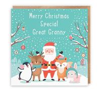 Hunts England - Great Granny Christmas Card - Merry Christmas Special Great Granny - Santa & Friends Collection - Fun Card
