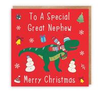 Hunts England - Great Nephew Christmas Card - To A Special Great Nephew - Merry Christmas - Dinosaur Collection