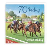 Hunts England - Horse Racing Fun 70th Birthday Card - Milo's Gallery - Age 70 Sport Birthday Card - For 70 Year Old Horse Racing Fan - Age Seventy